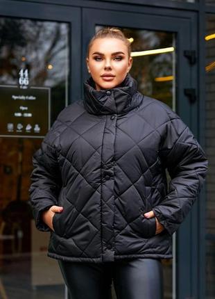 Осенняя женская стеганная куртка большого размера1 фото