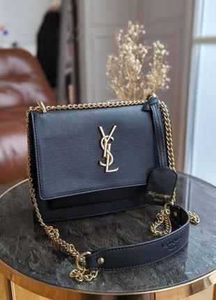 Жіноча сумка клатч  ysl  чорна міні