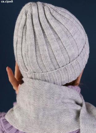 Комплект шапка і шарф дитячий🐇3 фото