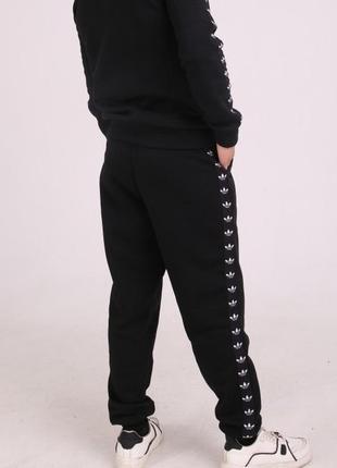 Спортивные штаны adidas мужские теплые на флисе, адидас черные зимние5 фото