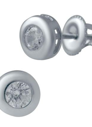 Серебряные серьги с фианитами маленькие женские сережки гвоздики пусеты стильные серьги из серебра с камнем1 фото