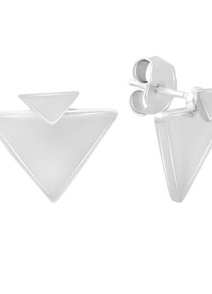 Стильні срібні сережки без каміння жіночі сережки зі срібла серги гвоздики пусети кульчики