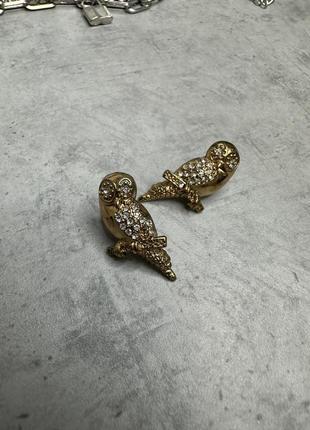 Сережки пусети гвоздики сови золоті біжутерія1 фото