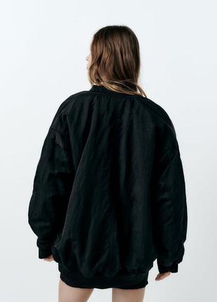 Стеганая куртка бомбер черная с молниями zara new7 фото