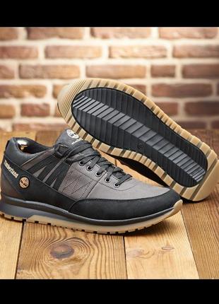 Чоловічі шкіряні кросівки з написом timberland, мужские кожаные кроссовки