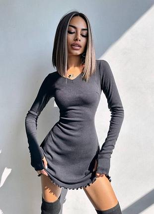 Сукня в рубчик зі шнурівкою на спині