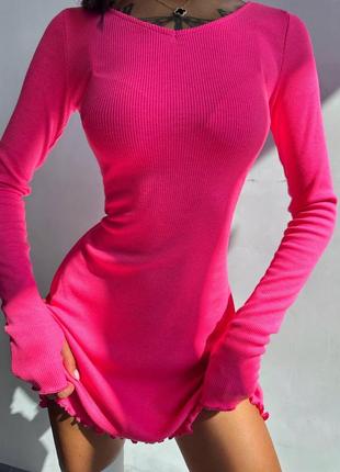 Сукня в рубчик зі шнурівкою на спині