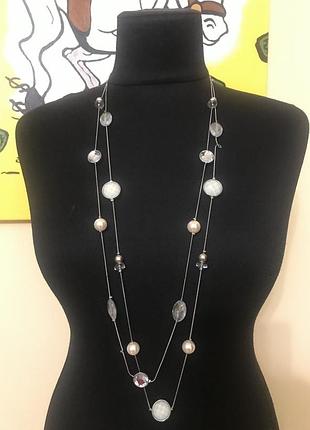 Ожерелье из стекляных и пластиковых бусин, новое маркировки цифровое