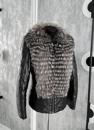 Шкіряна куртка з чорнобуркою-трансформер5 фото