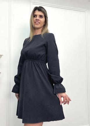 Вельветова сукня із завищеною талією5 фото