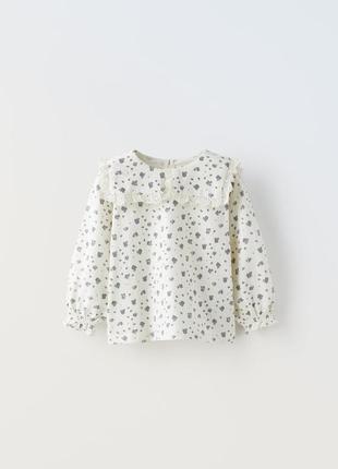 Блуза с воротничком zara рубашка кофта лонгслив1 фото