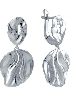 Модные серебряные сережки без камней стильные женские серьги из серебра с английским замком подвески