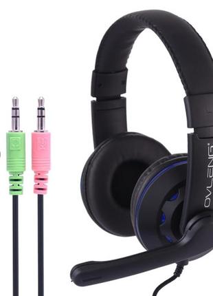 Игровые наушники с микрофоном ovleng x5 gaming headset black / 3.5 jack black-blue