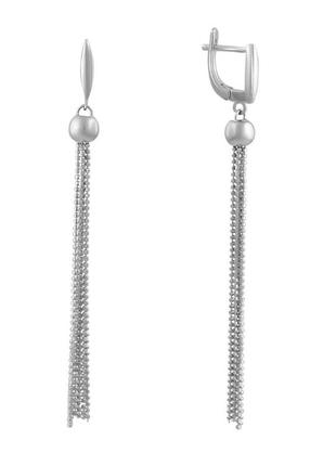 Серебряные сережки без камней длинные висячие модные женские серьги с английским замком из серебра1 фото