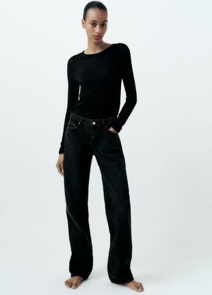 Длинные широкие черные джинсы zara new