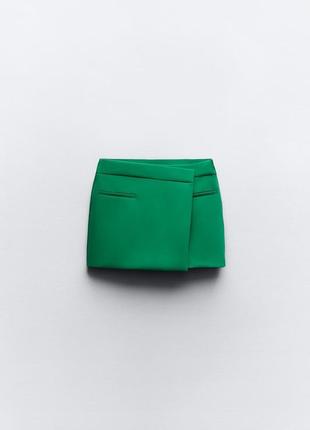 Спідниця шорти зелені асиметричні zara new3 фото