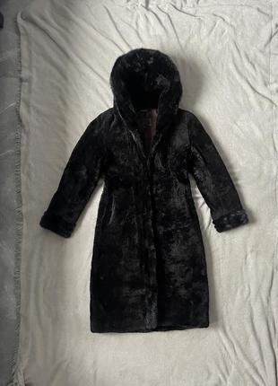 Шуба мутон с норкой