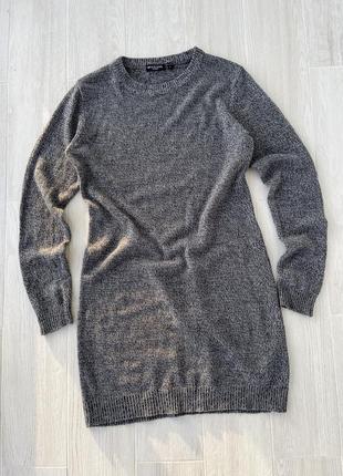 Теплое серое вязаное платье-свитер от brave soul1 фото