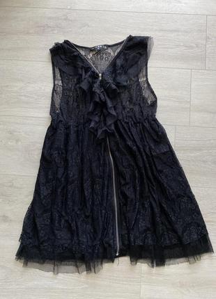 Кружевная черная-платье мини на замочке