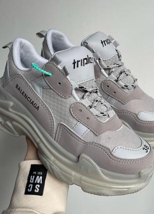 Кроссовки balenciaga triple s clear sole grey