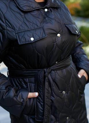 Женское осеннее стеганое пальто большого размера6 фото
