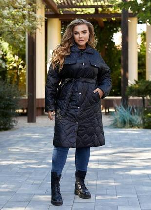 Женское осеннее стеганое пальто большого размера