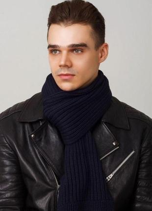 Зимний мужской вязаный шарф черный2 фото