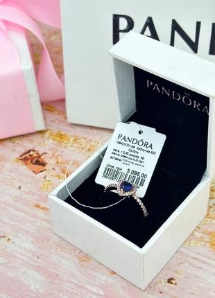 Каблучка перстень кільце колечко кольцо срібло пандора pandora silver s925 ale з біркою і пломбою логотипом  рожеве серце серцем оригінал синє