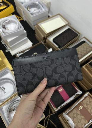 💎стильний женский кошелек  coach accordion wallet in signature grey 20 х 10 х 3 см