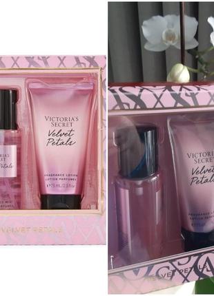 Подарунковий набір спрей + лосьйон velvet petals mini mist & lotion duo від victoria's secret