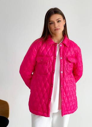 Женская розовая стеганная куртка