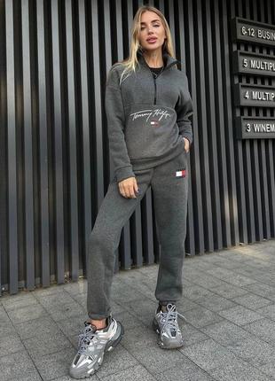 Зимний женский серый спортивный костюм кофта штаны томми tommy4 фото