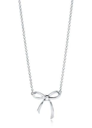 Серебряное ожерелье bow pendant tiffany co1 фото