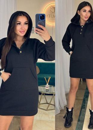 Спортивное женское зимнее платье туника на флисе