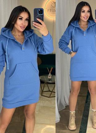 Спортивное женское зимнее платье туника на флисе