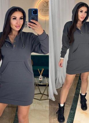 Спортивное женское зимнее платье туника на флисе