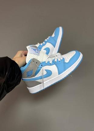 Кроссовки nike air jordan 1 retro mid se “blue/ grey”premium