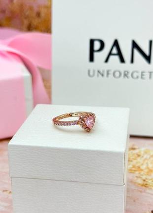 Каблучка перстень кільце колечко кольцо срібло пандора pandora silver s925 ale з біркоюі пломбою логотипом  рожеве серце серцем оригінал4 фото