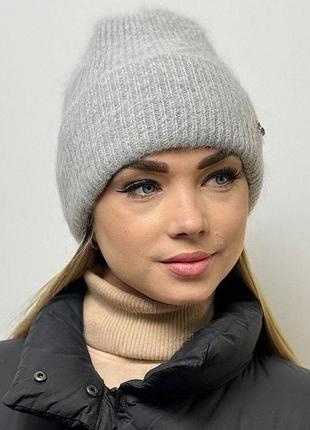 Теплая женская ангоровая шапка