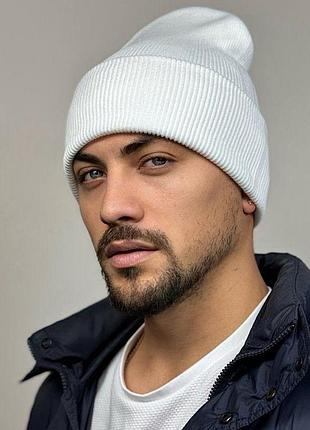 Черная мужская шапка лопата с отворотом