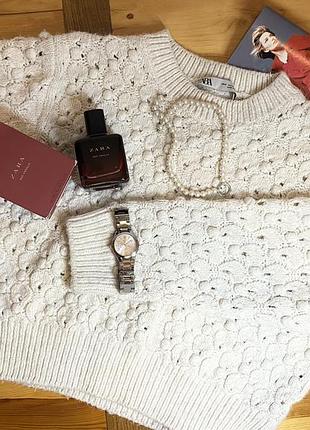 Zara светер вʼязаний молочний