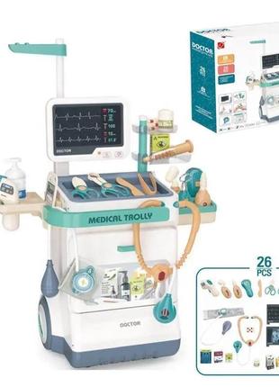 Дитячий набір лікаря з візком, інструменти,світло,звук  660-89