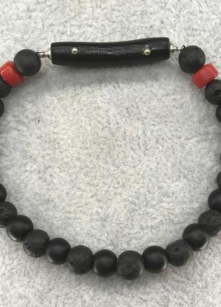 Мужской браслет коралл скамья натуральный камень l-20 см