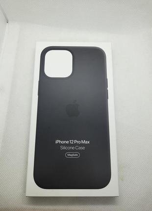 Силиконовый чехол iphone 12 pro max silicone case with magsafe black оригинал2 фото