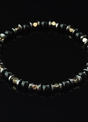 Черный агат и гематит мужской браслет из натурального камня yves иф