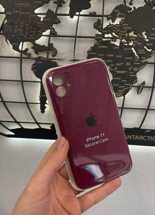 Чехол с квадратными бортами silicone case для iphone 11, качественный чехол с микрофиброй для айфон 111 фото