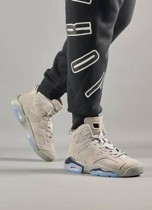 Мужские замшевые кроссовки nike air jordan retro 6 gray sky, мужские кеды найк джордан серые. мужская обувь