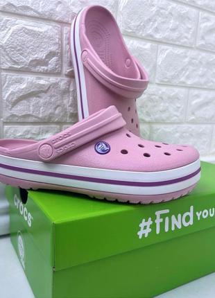 Жіночі крокси сабо crocs crocband clog pearl pink пудрові1 фото