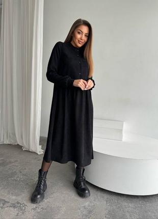 Платье женское миди длинное из вельвета xs/s/m/l/xl/xxl бежевое, черное, хаки2 фото