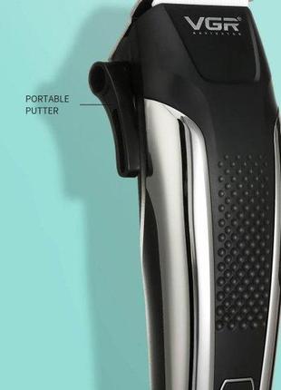Професійна машинка для стриження волосся 8 насадок vgr v-120 pro чорний + ножиці